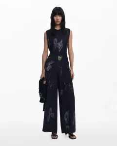 Цветной женский комбинезон с палаццо Desigual, черный