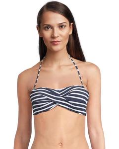Пляжный топ Tommy Bahama Coastline Stripe Twist Bandeau Top, цвет Mare Navy
