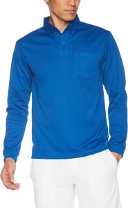 Мужская рубашка-поло с длинным рукавом Glimmer 00314-ABL, с карманом, материал DRY, застежка на пуговицы спереди, плотность ткани 4,4 унции, синий