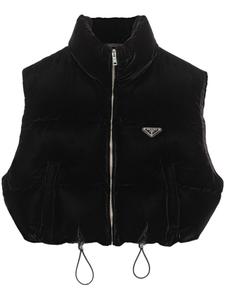 Укороченный жилет с логотипом Prada, черный