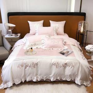 YUSIWOAL Комплект постельного белья Cotton Elegant с рюшами, стеганое одеяло