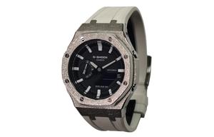 Часы Casio G-Shock Analog-Digital 2100 Series, арт. GA-2100SKE-7A, серебристо-белый/черный