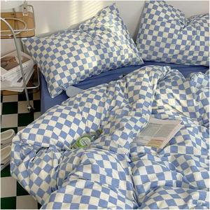 KYTGFH Комплект постельного белья Blu зеленый белый клетчатый полиэстер Blu