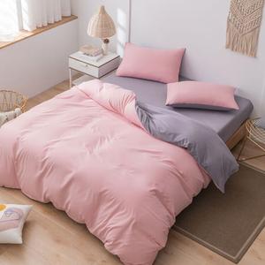 LUOLAI HOME Комплект постельного белья, 4 предмета, простыня 150 см, пододеяльник 150x200 см, светло-фиолетовый + розовый