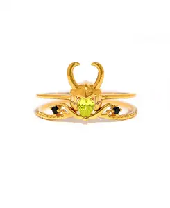 Набор колец Локи, бога историй, покрытый кристаллами и золотом от Marvel Studios Girls Crew, gold