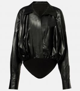 Боди из искусственной кожи Norma Kamali, черный