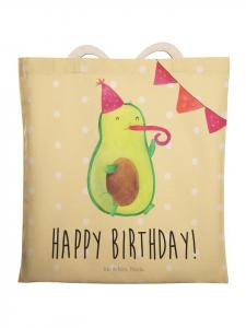 Шоппер Mr. & Mrs. Panda Einkaufstasche Avocado Geburtstag mit Spruch, цвет Gelb Pastell