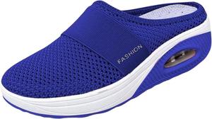 Женские сандалии-мюли с воздушной подушкой, обувь для ходьбы, летние беззадние кроссовки для ходьбы, сетчатые, с поддержкой свода стопы, ортопедические, диабетические, повседневные легкие дышащие тапочки с закрытым носком KAJXZ, Blue
