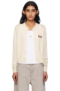 Кардиган с вышивкой в виде двойной головы лисы Maison Kitsuné, цвет latte