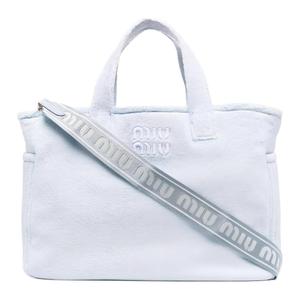 MIU MIU Тканевая сумка через плечо на одно плечо женская светло-голубая