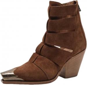 Женские ковбойские ботильоны Keleimusi в западном стиле с каблуком-блоком, стальным носком, короткие ботинки-рыбаки с задней молнией, западные ботинки для женщин, Brown