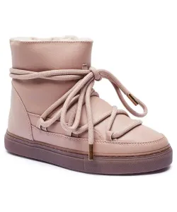 Женские зимние ботинки Inuikii Grape кожаные на шнуровке, розовый