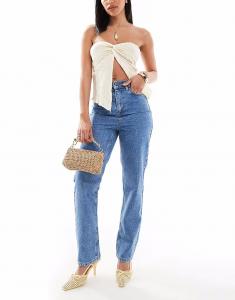 Джинсы прямого кроя Miss Selfridge с эластичной талией, средней степени стертости