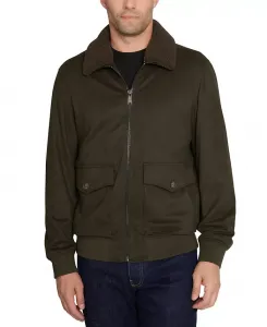 Мужская замшевая куртка-бомбер с воротником из флиса Sam Edelman, зеленый