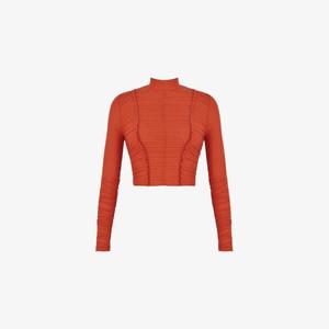 Топ из эластичной сетки с длинными рукавами и сборками Mistress Rocks, оранжевый