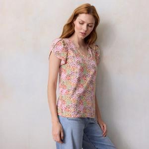 Футболка с v-образным вырезом и рукавами тюльпан мини Lc Lauren Conrad, мультиколор