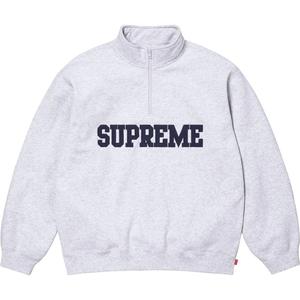 Полузип колледжа пуловер Supreme, серый