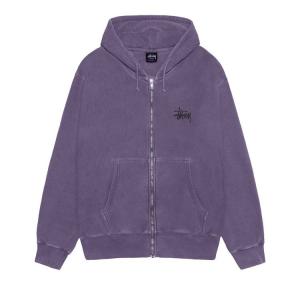 Худи Stussy Basic Zip Hoodie Pigment Dyed, Grape