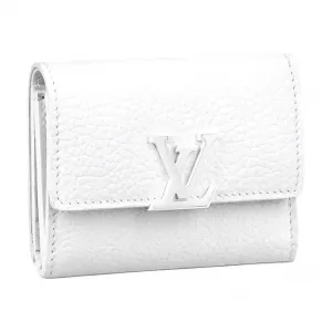 LOUIS VUITTON Кошелек Capucines Taurillon Leather Capsin, мини-кошелек Women's White
