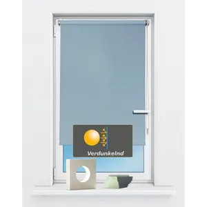 Рулонная штора с боковым управлением Рулонная штора 'Luna', затемняющая, без сверления, крепление на зажимах, фиксированный размер затемняющая, без сверления, защита от посторонних взглядов, защита от солнца Kutti, светло-голубой