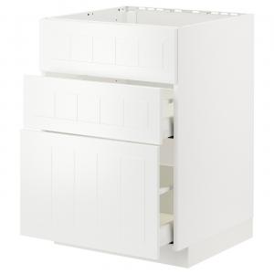Base cab f hob/int extractor w drw, white/Stensund white, 60x60 cm, Metod / Maximera IKEA