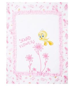 Печатное хлопковое одеяло Monnalisa, Bianco+Fuxia