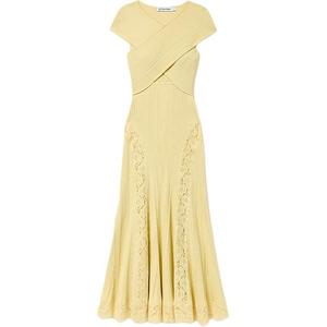 Self-portrait Женское платье с коротким рукавом Self portrait кремово-желтое