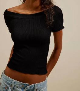 Ребристая футболка черного цвета Free People