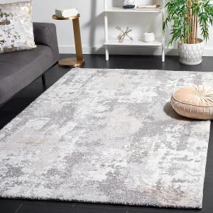 Ковер SAFAVIEH, 201 x 201 см, Century 300 Collection Square, бежевый и серый, современный дизайн, устойчивый к пятнам, идеально для помещений с высокой проходимостью: спальня, столовая и кухня (CTY339B-7SQ)