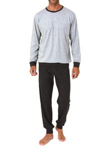 NORMANN Пижамный комплект с длинными рукавами, манжетами и минималистичным принтом, антрацитового цвета