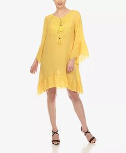 Женское прозрачное вязаное крючком платье длиной до колена White Mark, желтый