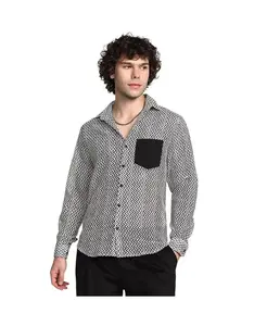 Мужская рубашка Onyx Black и Cream White с зигзагообразным блоком Campus Sutra, серый