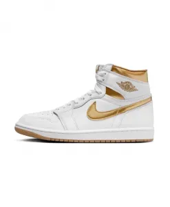 Металлические золотистые высокие кроссовки Jordan, белый