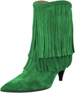 Женские ботильоны FOWT с кисточками, заостренным носком и каблуком-лодочкой, на молнии, удобные, зимние, для вечеринок, размеры 4-16 US, Green