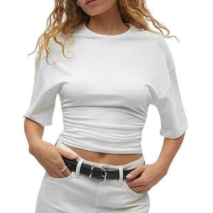 Женская блузка с круглым вырезом и коротким рукавом Clearflower, White