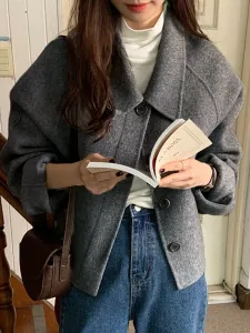 Короткая куртка с широким воротником. Женская куртка без воротника Doux Belle, цвет Light Gray