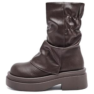 AGSDON Коричневые женские ботильоны с длинным ворсом, цвет Brown[Long Fleece Style]N644216