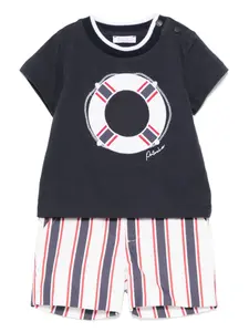 Комплект из футболки и полосатых шортов Patachou, синий