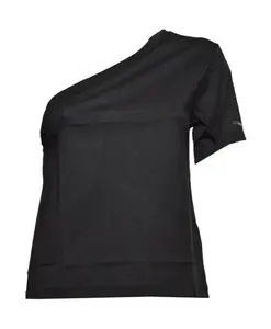 Хлопковая блузка на одно плечо Calvin Klein, черный