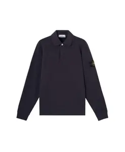 Синяя толстовка-поло из плотного хлопка. Stone Island, синий