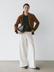 Объемные брюки с широкими штанинами Massimo Dutti, cream