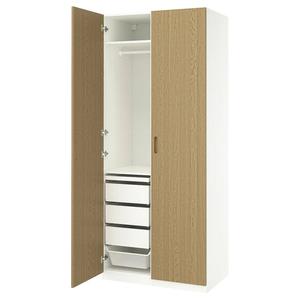 Гардероб PAX/TONSTAD IKEA, 100x60x236 см, цвет white/oak veneer