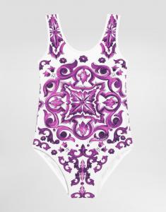 Слитный купальник с принтом майолика Dolce & Gabbana, мультиколор