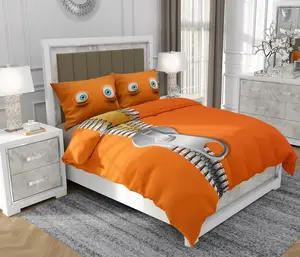 Постельное белье 140х200 см + 2х70х80 см, комплект из 3 предметов, 100% хлопок, сатин, молния, детское, оранжевое - SOVIO | So.0032