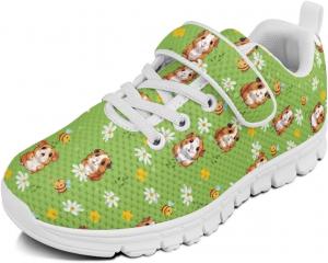 Кроссовки с животным принтом для мальчиков и девочек, обувь для ходьбы, модный дизайн, с одной пряжкой, теннисные кроссовки, дышащие, легкие, идеальные для детей Watdotory, Hamster Bee Flower