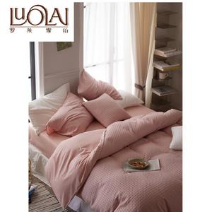 LUOLAI HOME Постельное белье, 200 см, вафельная ткань, 100% хлопок, светлый розовый