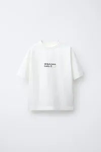 Удобная футболка с надписью Zara, экрю