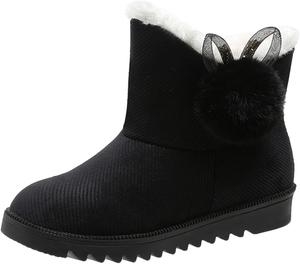 No Brand Женские модные короткие зимние ботинки из замши однотонные с теплым плюшем и плоской подошвой (желтые, 6.5)