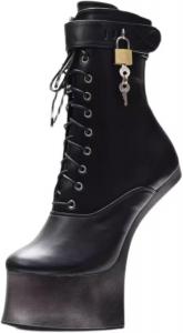 BNSHTZAC Туфли на высоком каблуке 18 см с лодыжкой в форме подковы, заблокированные, черные-15