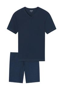 Короткая хлопковая пижама с v-образным вырезом для мужчин uncover by SCHIESSER, цвет Nachtblau